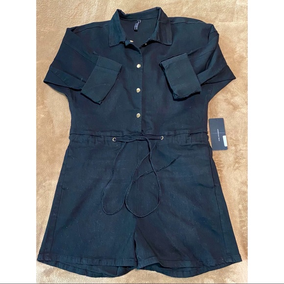 Denim Chained Gold Tone Belted Dress Romper Vintage Style Black NWT - Picture 5 of 15